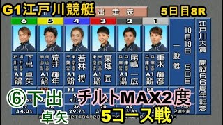 【G1江戸川競艇】江戸川チルトMAX2度⑥下出卓矢、5コース戦