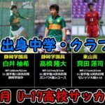 2022年2月 U-17日本高校サッカー選抜メンバーの出身中学・クラブ