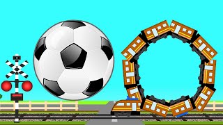 サッカーの障壁と踏切 | 形を変えまくる踏切と電車 | Train Railroad Crossing Animation